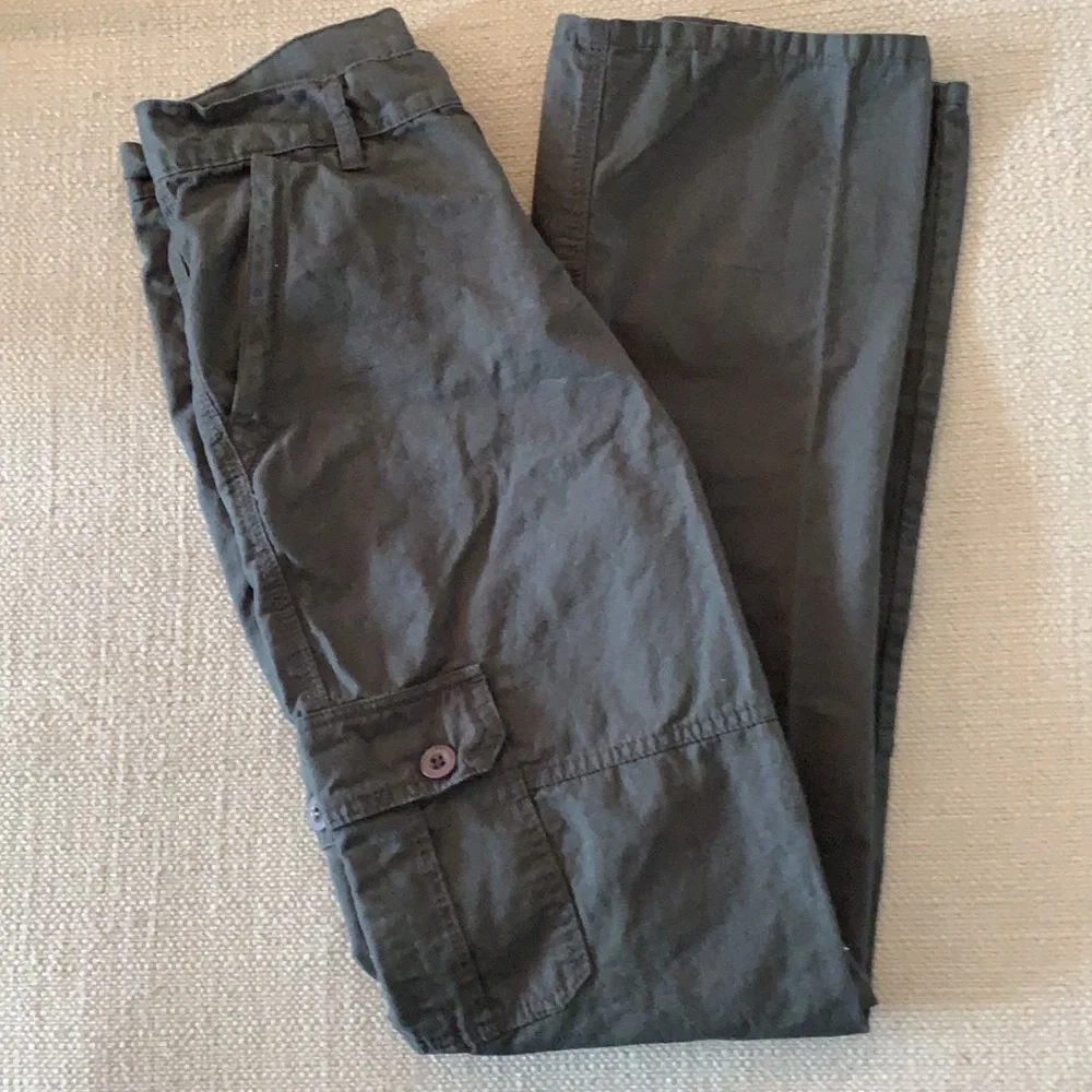 Boy’s American Hawk Premium Cotton Cargo Pants in olive green - Picture 3 of 4